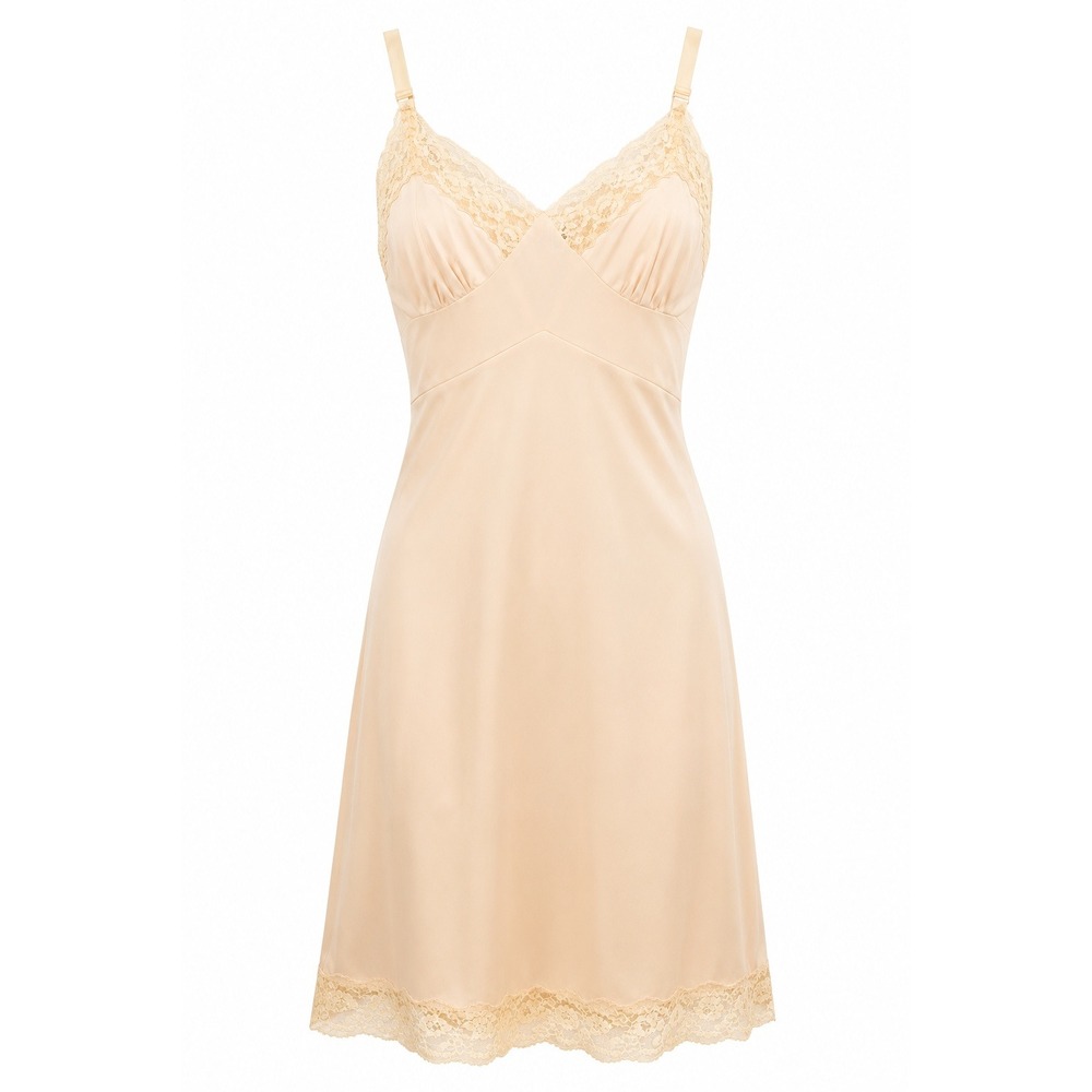 Movie Star Slip Dress 40 Average Yellow Vintage Lace Trim Chemise Lingerie Retro
